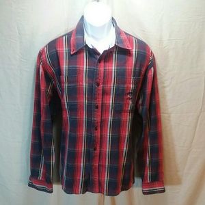 Tommy Hilfiger red plaid flannel mens large shirt